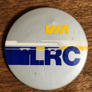 VINTAGE VIA RAIL LRC PIN Silver Pinback VIA RAIL TRAIN TRAVEL